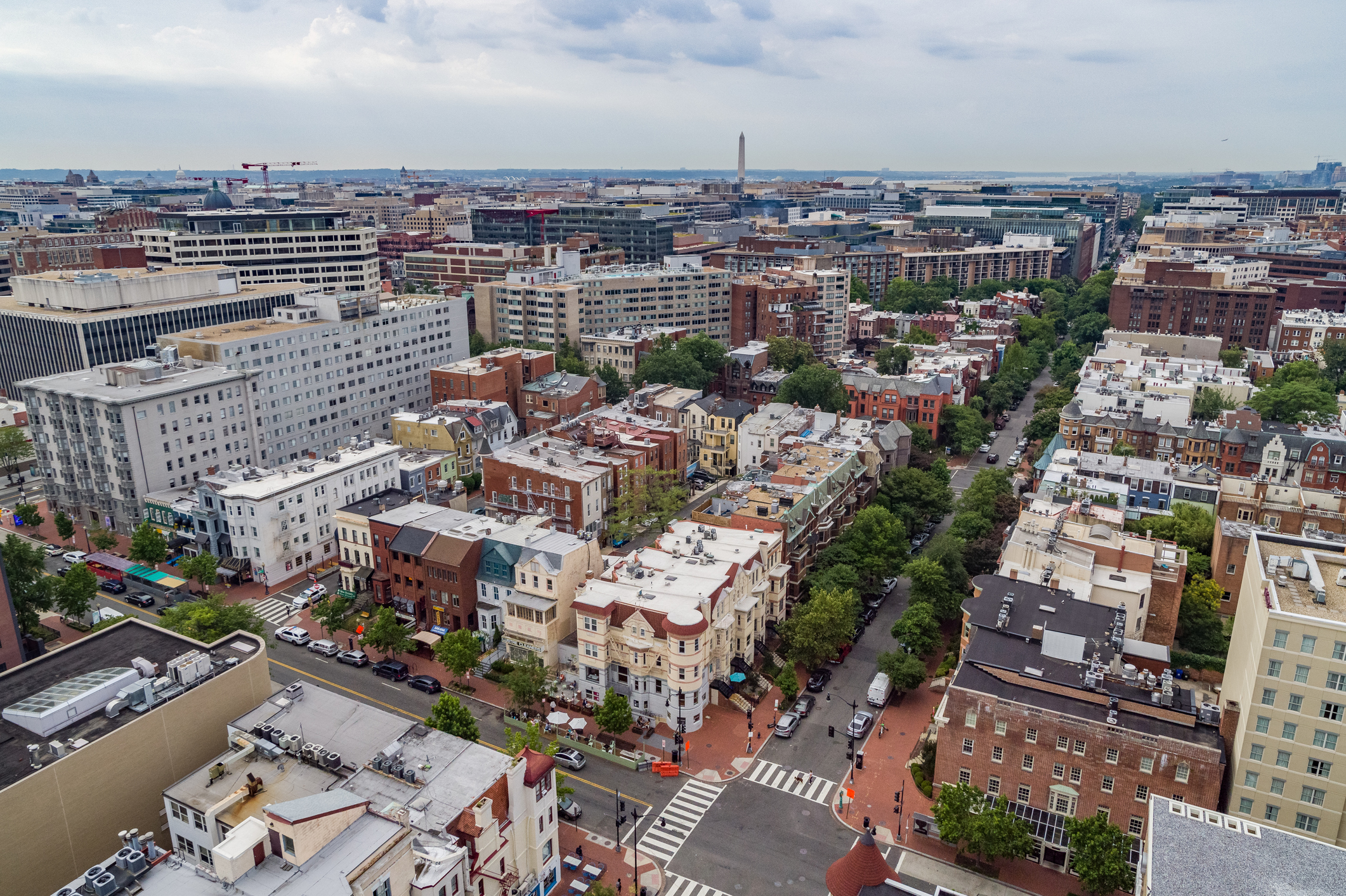 aerial view of downtown dc