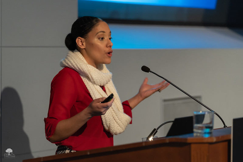 Someone presenting at a podium