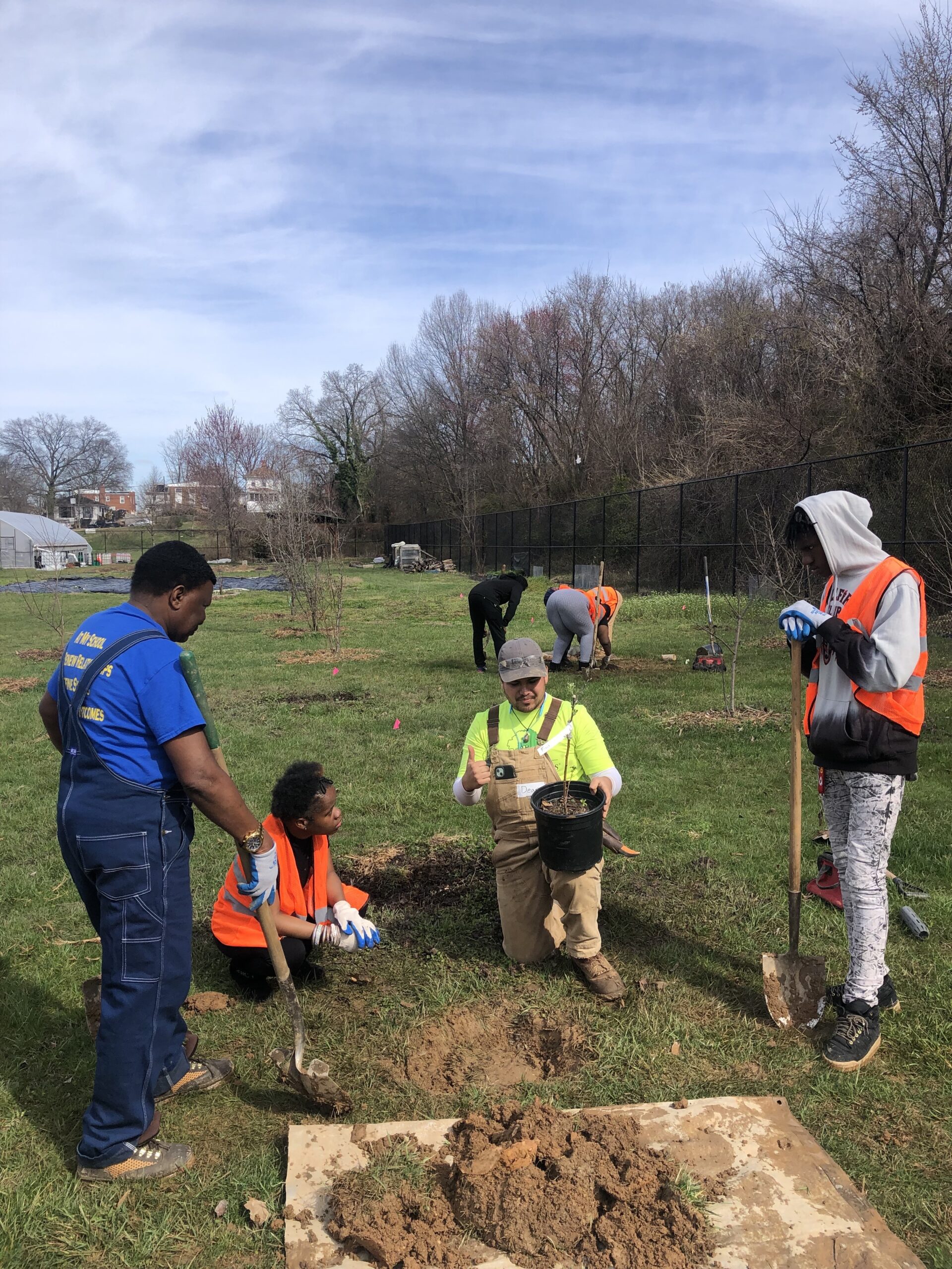 CT crew planting with Volunteers.