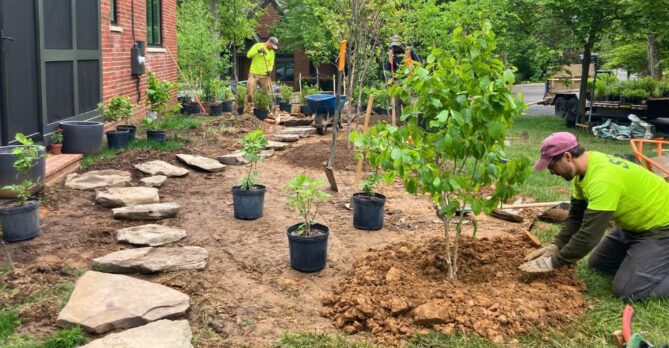 Casey Trees staff installing a garden