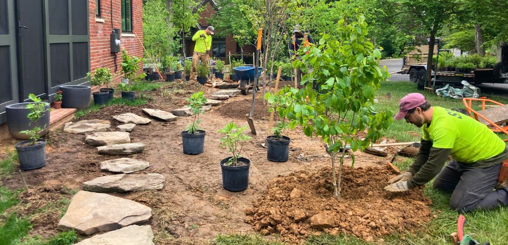 Casey Trees staff installing a garden