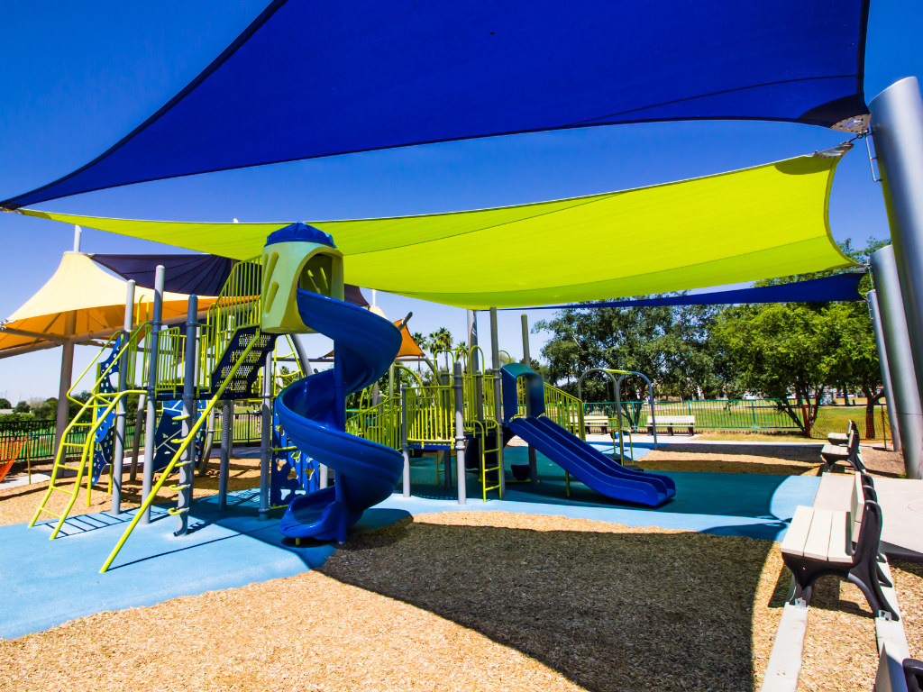 Playground with shade sails