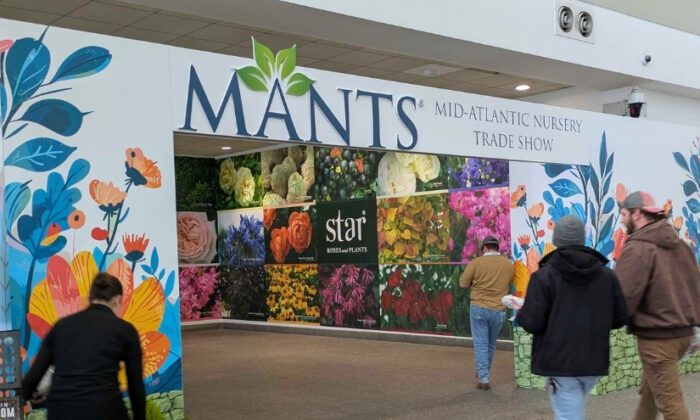 Attendees for the Mid-Atlantic Nursery Trade Show (MANTS) walk through an entrance.