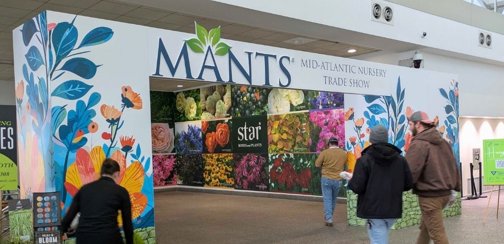 Attendees for the Mid-Atlantic Nursery Trade Show (MANTS) walk through an entrance.