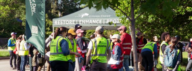 Volunteers gather at a Community Tree Planting.