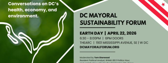 Graphic promoting the DC Mayoral Sustainability Forum.
