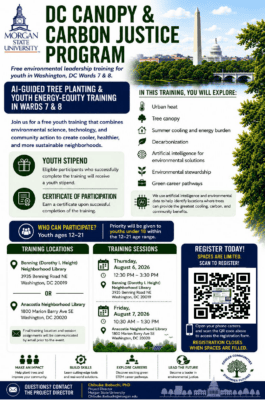 Flyer for Morgan State University's DC Canopy & Carbon Justice Program.