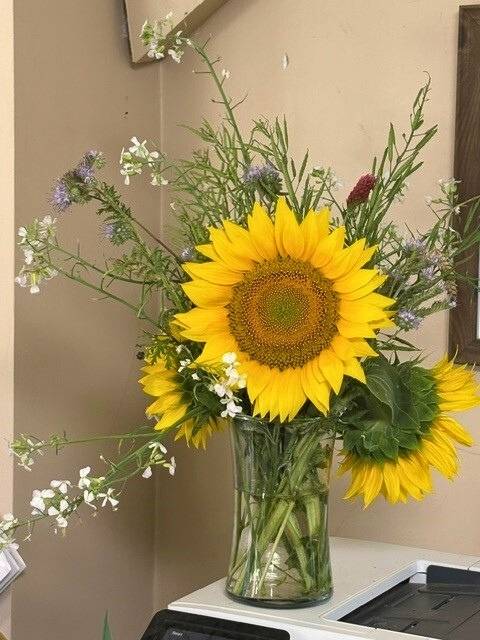 A bouquet of flowers harvested from the cover crops.