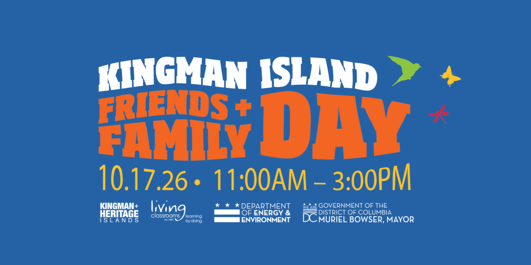 Graphic promoting the 2026 Kingman Island Friends + Family Day