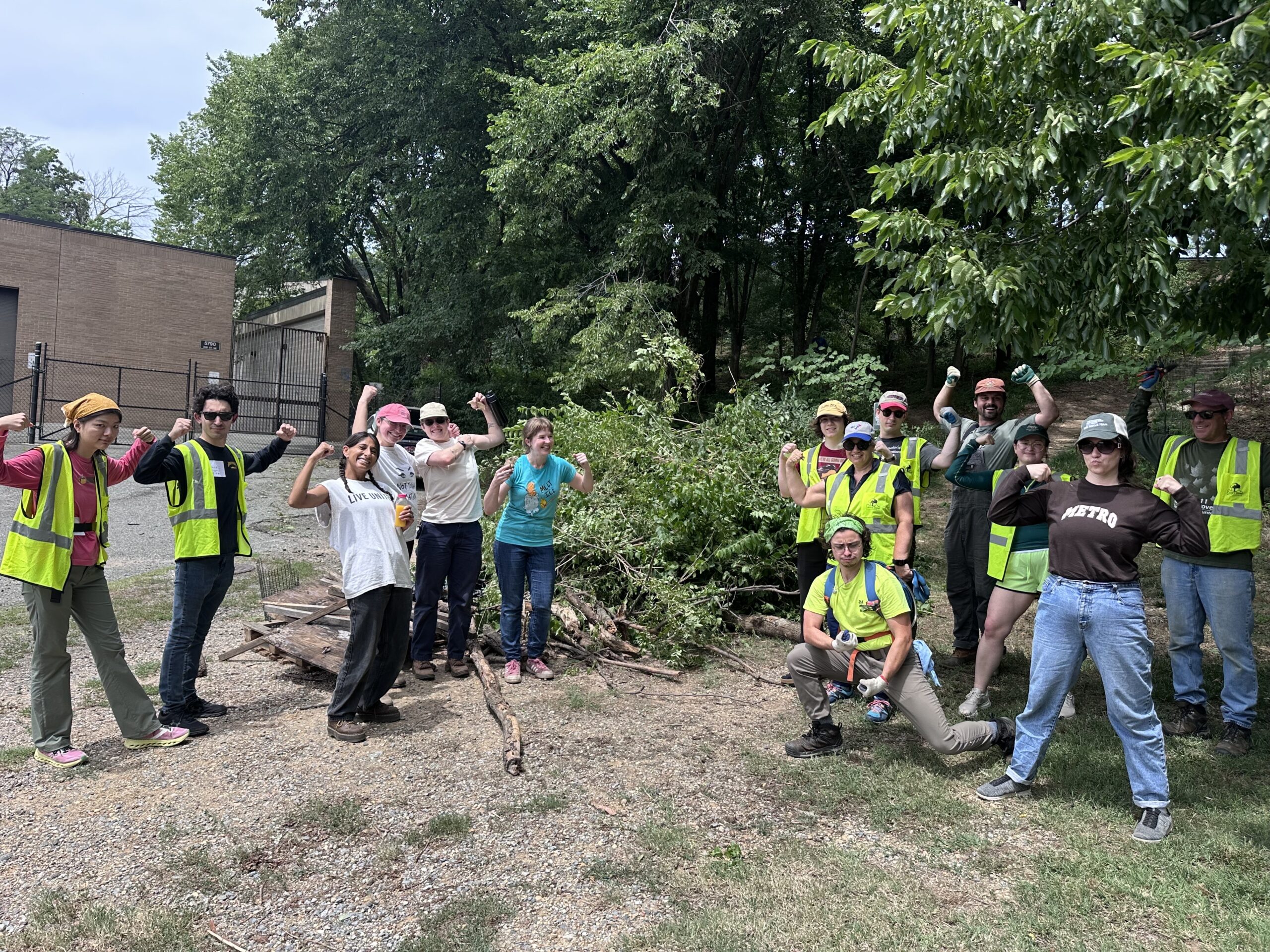 Volunteers after removing invasive plants.